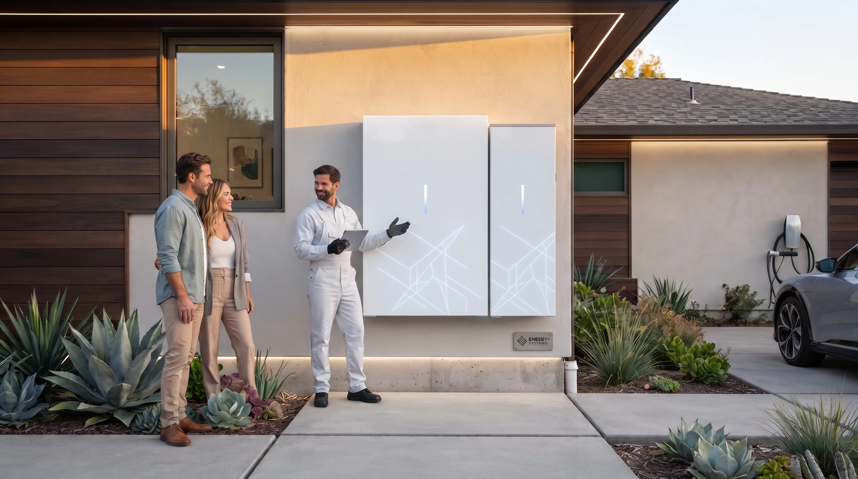 AD Solar technicians mounting home battery backup